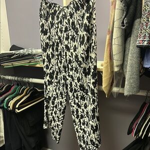 Joie Black and Cream Wide Leg Pants